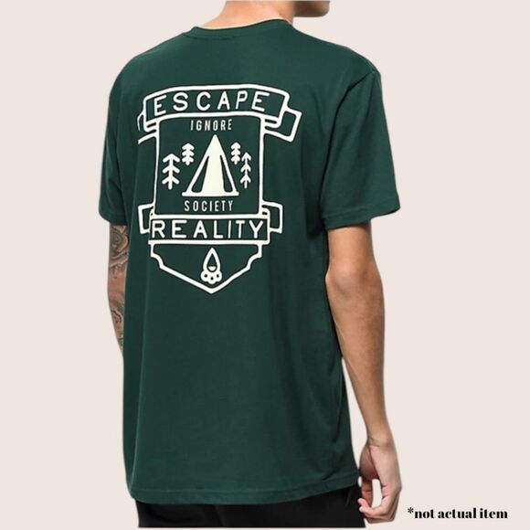 🪬 IGNORE SOCIETY ESCAPE REALITY GREEN T-SHIRT BY DRAVUS MEDIUM - Picture 1 of 8